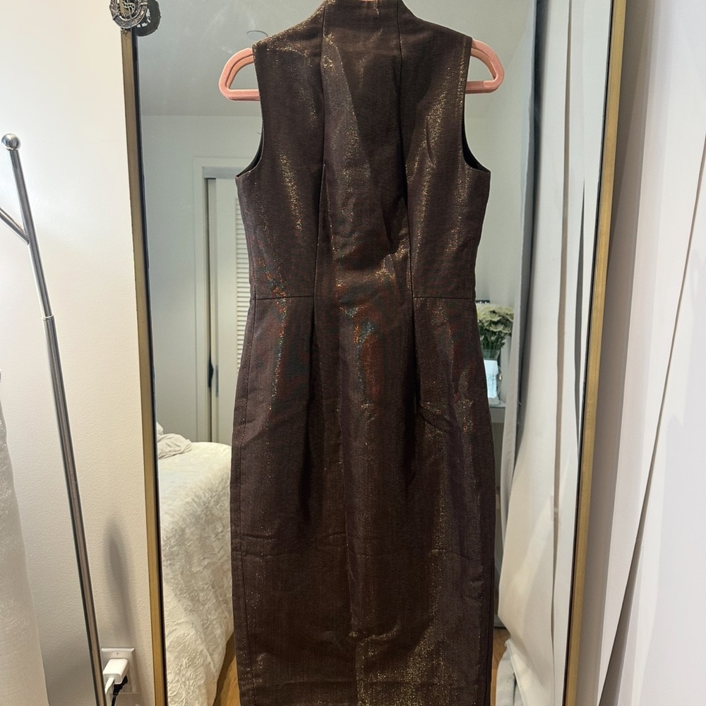 Akris Wool Elegant Brown Sleeveless Dress - Picture 5 of 13